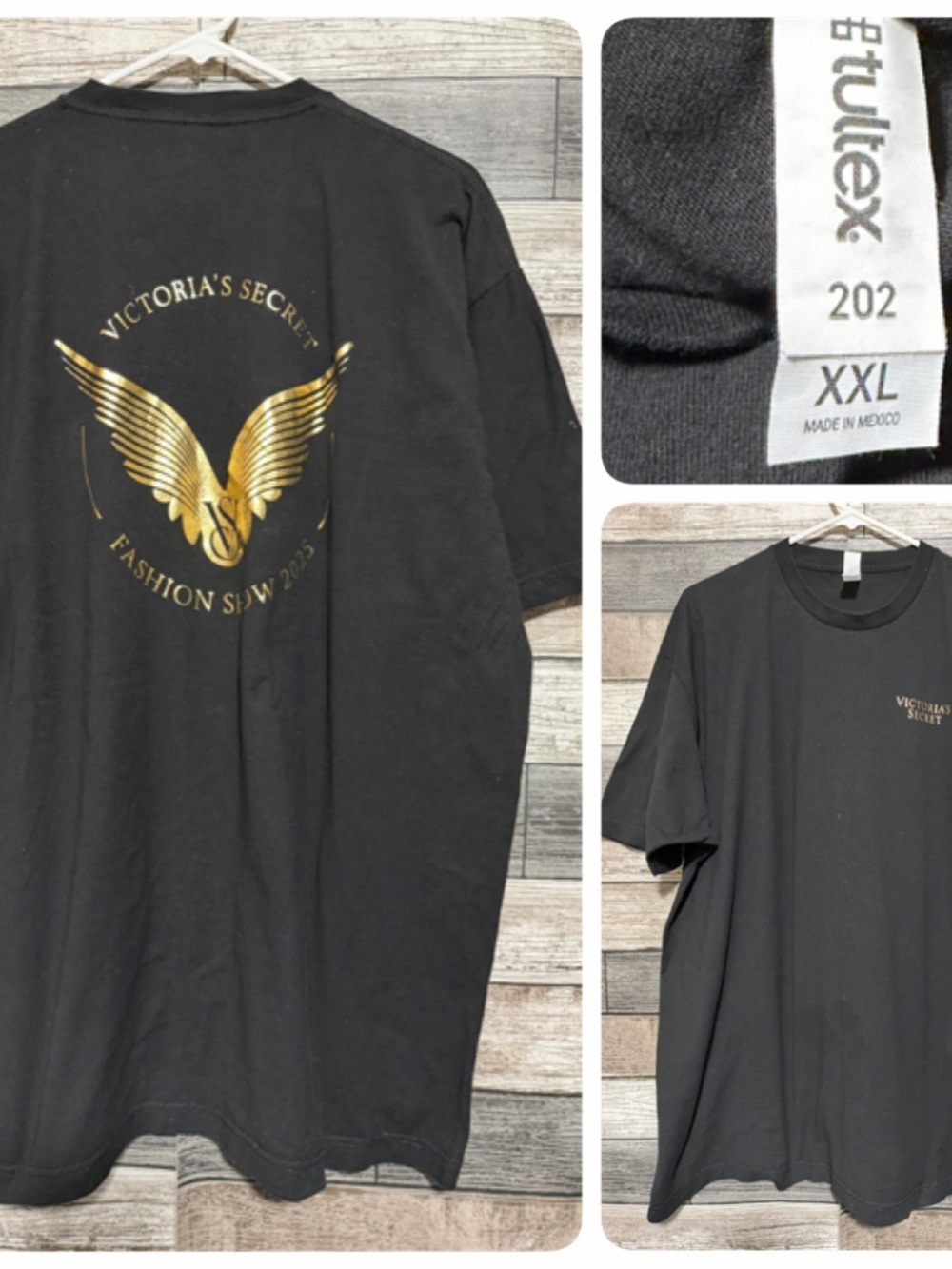 Victorias Secret Fashion Show 2025 T-Shirt Men XXL Black Shiny Gold Tultex READ